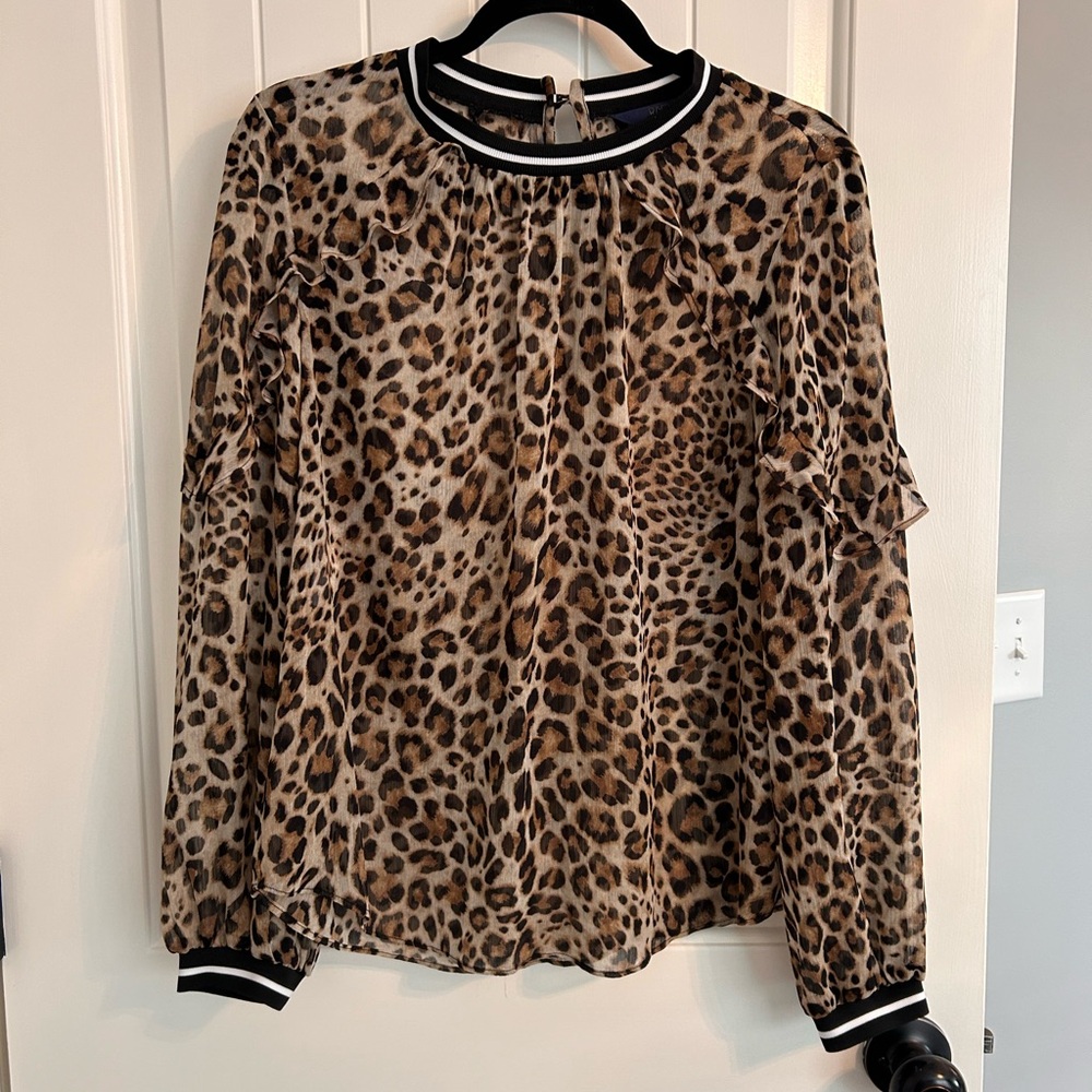 Rachel Roy Long Sleeve Leopard Blouse Size 6